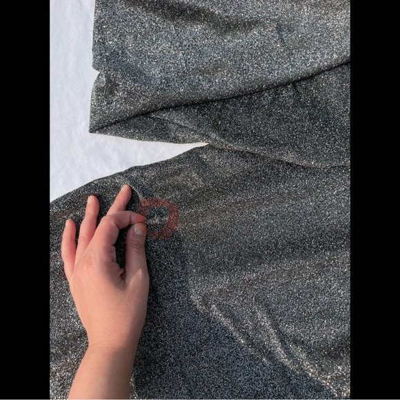 Black & Silver Glitter Crop Top & Wide Leg Pant Set - Picture 11 of 17